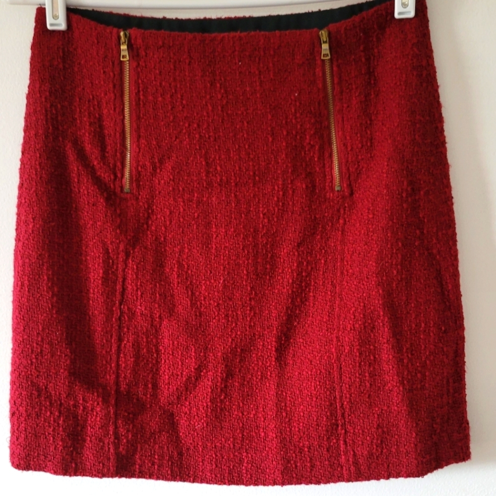 Loft burgundy tweed skirt